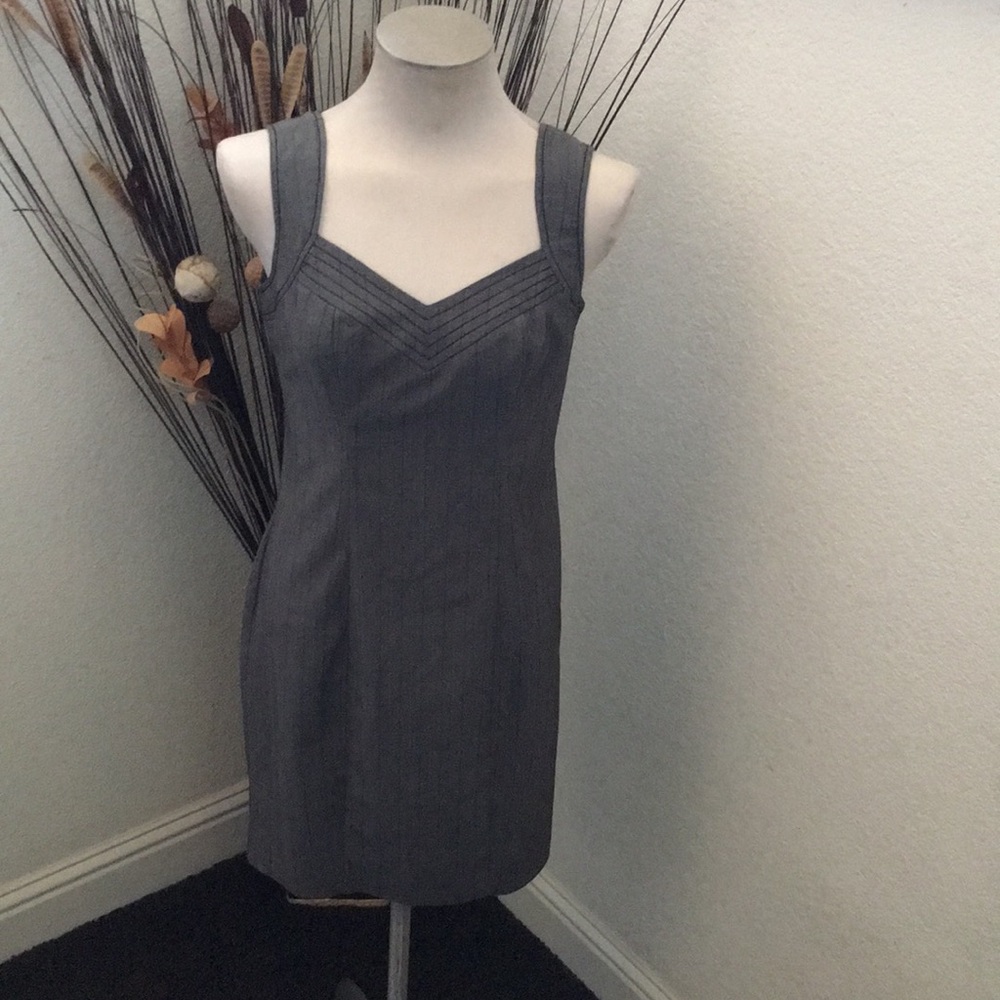 ⭐️XOXO Grey Sheath Dress w/Black Pinstripes Dress